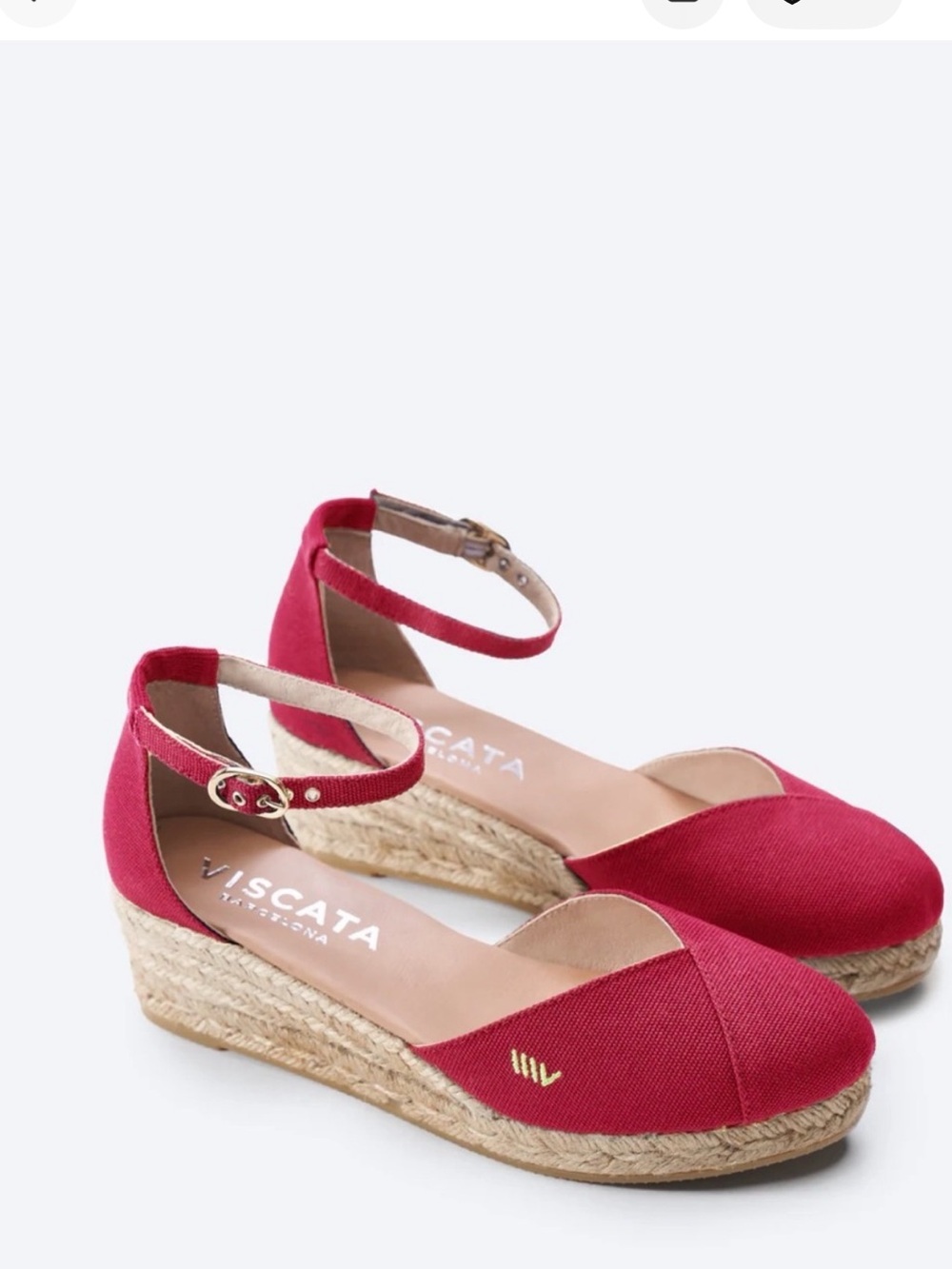 Viscata Barcelona Red Ankle-Strap Espadrille Wedge